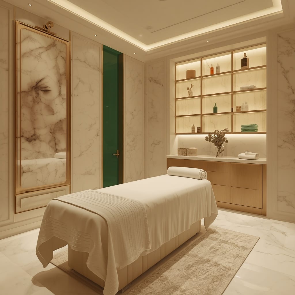 Calm, softly lit massage room at Let's Relax Wellness Kolkata