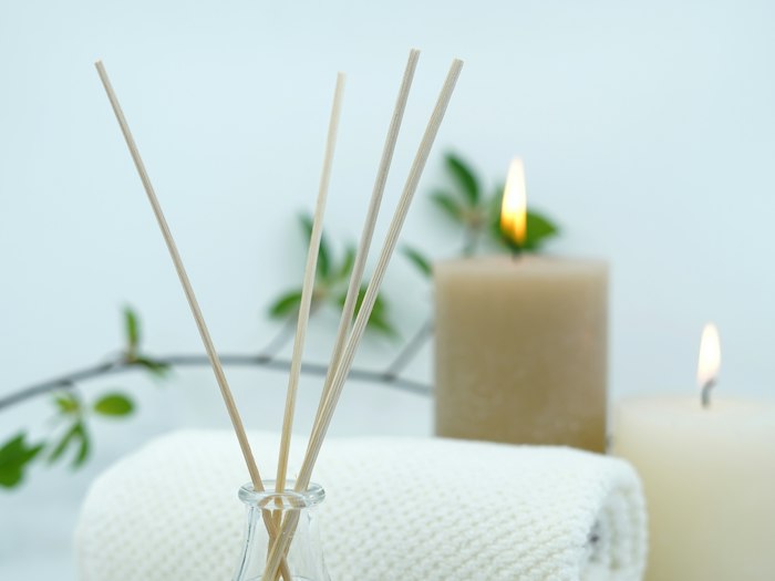 Aroma therapy massage with candles and diffuser
